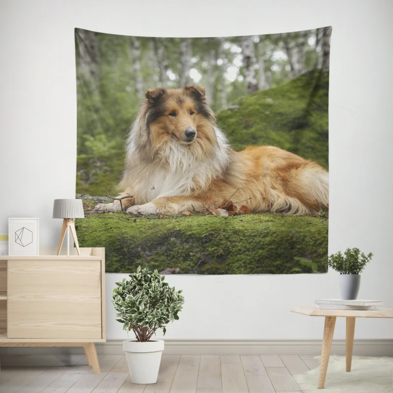 Lavender Dreams  Rough Collie Quartet Wall Tapestry