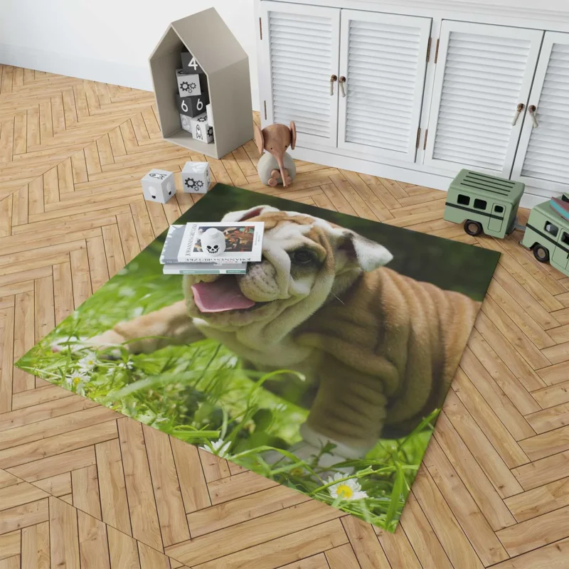 Lavender Dreams with Puppies: Loyal Bulldog Quartet Floor Rug 1