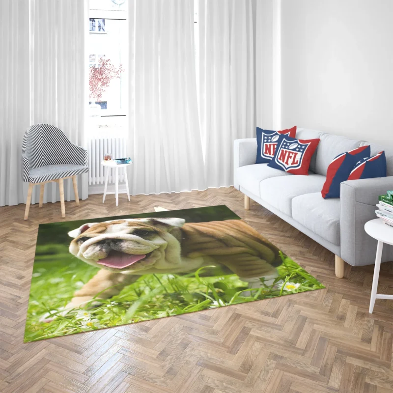 Lavender Dreams with Puppies: Loyal Bulldog Quartet Floor Rug 2