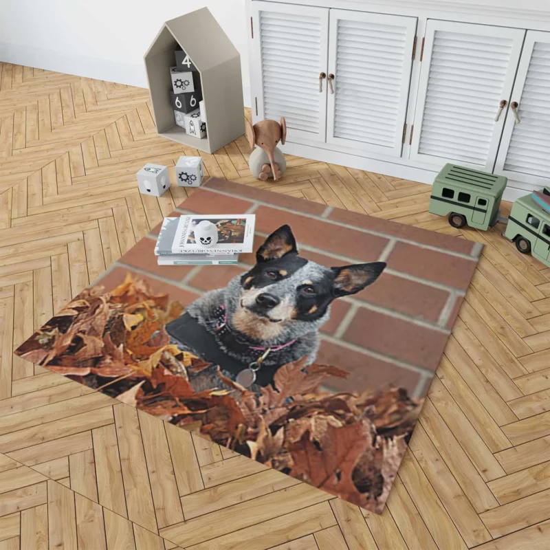 Leaf and Nature Beauty: Australian Cattle Dog Floor Rug 1