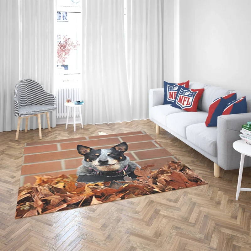 Leaf and Nature Beauty: Australian Cattle Dog Floor Rug 2