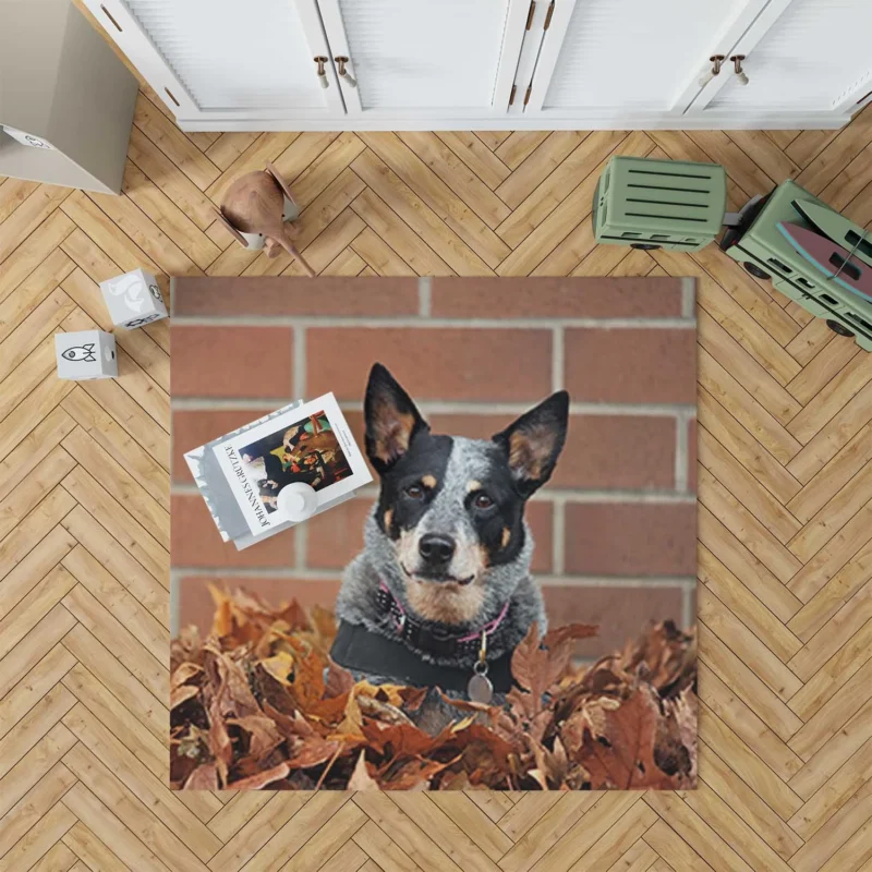 Leaf and Nature Beauty: Australian Cattle Dog Floor Rug