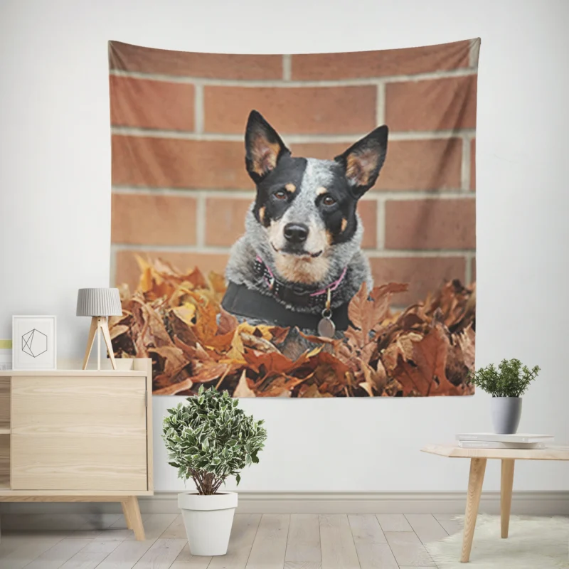 Leaf and Nature Beauty  Australian Cattle Dog Wall Tapestry