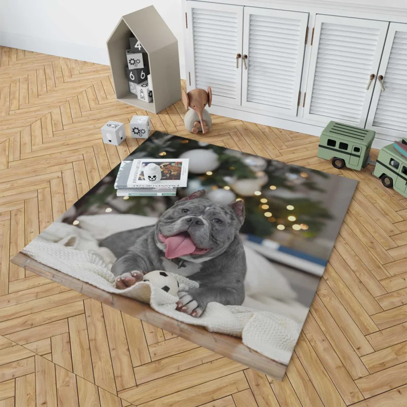 Little Canine Majesty: Pit Bull Quartet Floor Rug 1