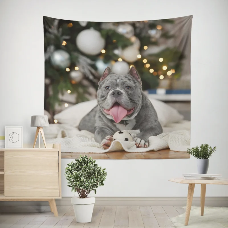 Little Canine Majesty  Pit Bull Quartet Wall Tapestry