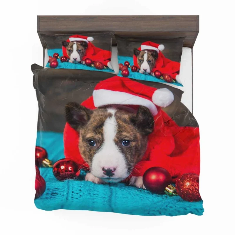 Little Canine Majesty: Pit Bull Santa Quartet Bedding Set 1