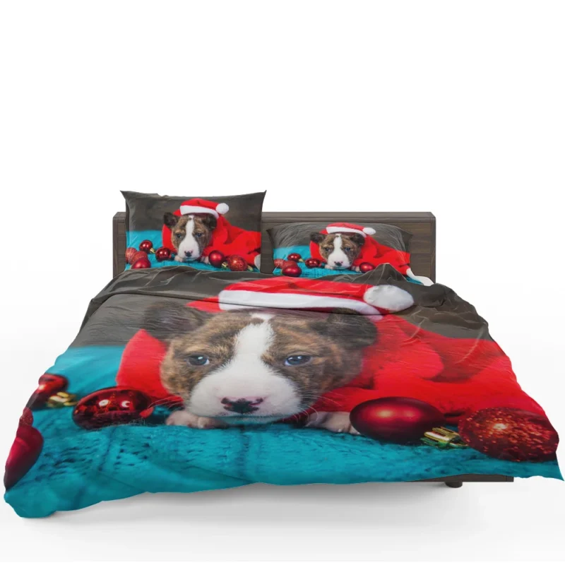 Little Canine Majesty: Pit Bull Santa Quartet Bedding Set