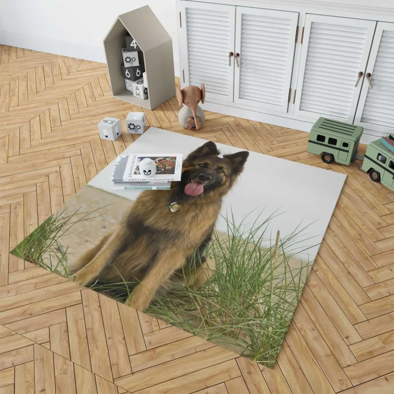 Long Haired German Shepherd: Vision of Elegance Floor Rug 1