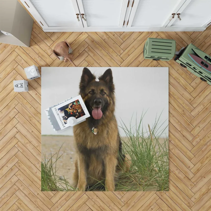 Long Haired German Shepherd: Vision of Elegance Floor Rug