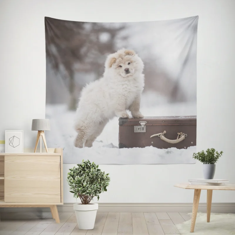 Lovable Bauble  Chow Chow Puppies Wall Tapestry