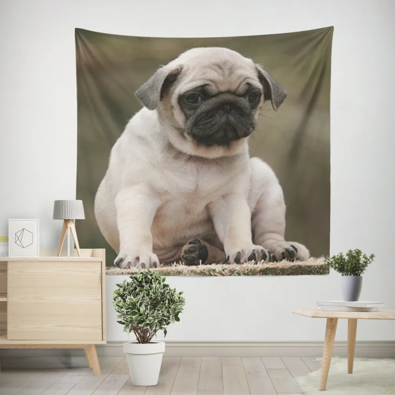 Loving Canine Beauty  Pug Quartet Wall Tapestry