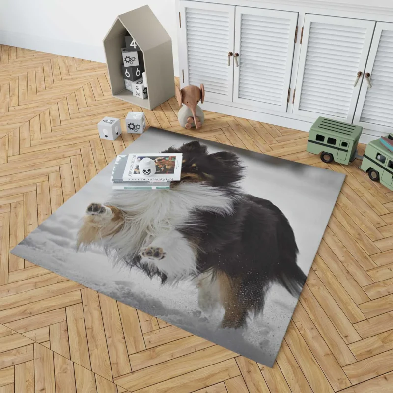 Loving Collie Beauty: Rough Collie Quartet Floor Rug 1