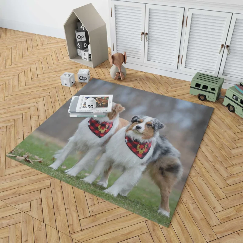 Loyal and Energetic Brave Dogs: Australian Shepherd Floor Rug 1