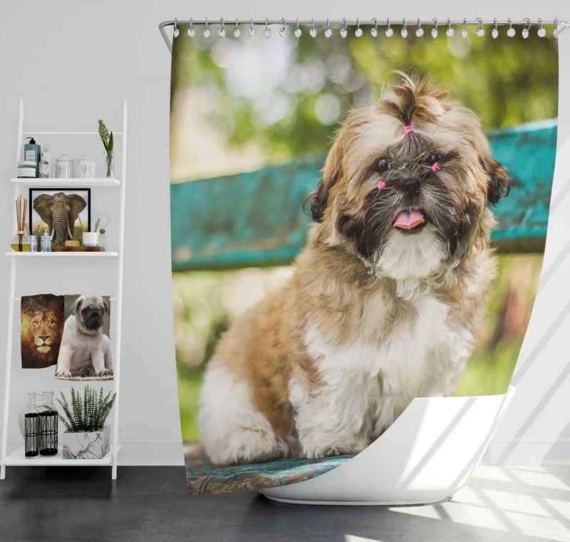 Magical Bokeh Setting: Shih Tzu Quartet Shower Curtain