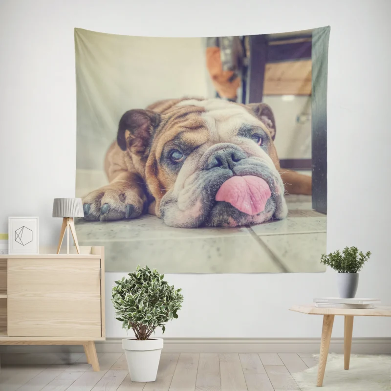 Majestic Bulldog Moments  Bulldog Quartet Wall Tapestry