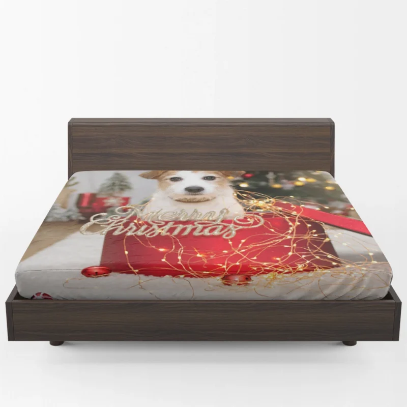 Merry Christmas Puppies: Jack Russell Terrier Quartet Fitted Sheet 1