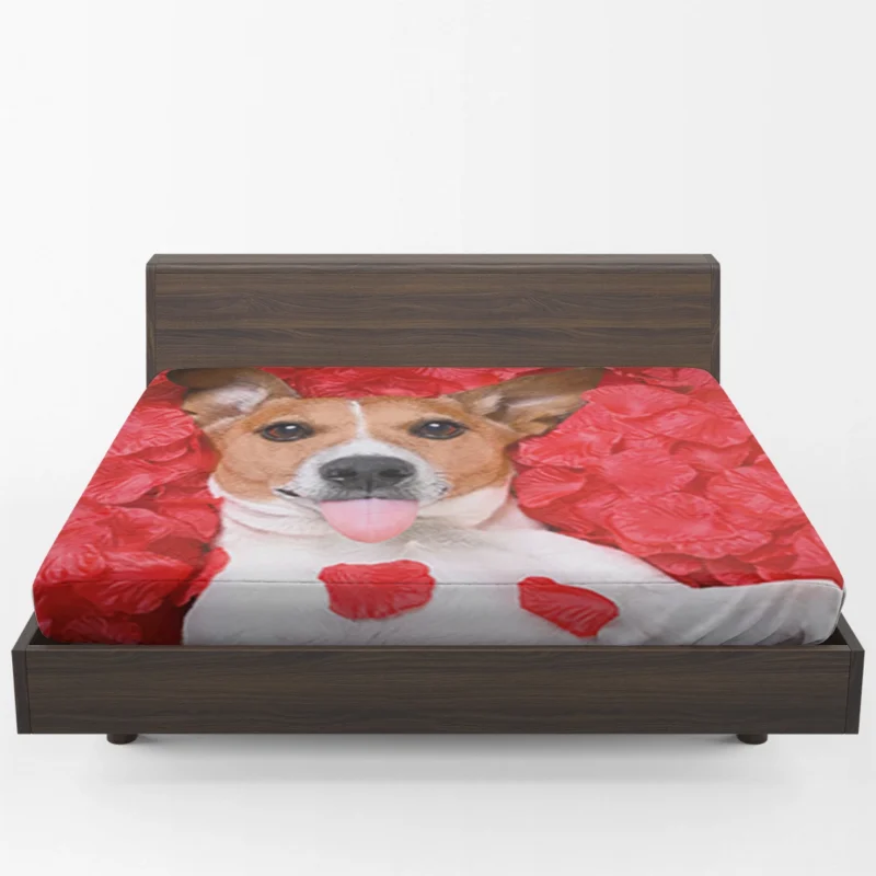 Petal Beauty: Jack Russell Terriers in Quartet Fitted Sheet 1