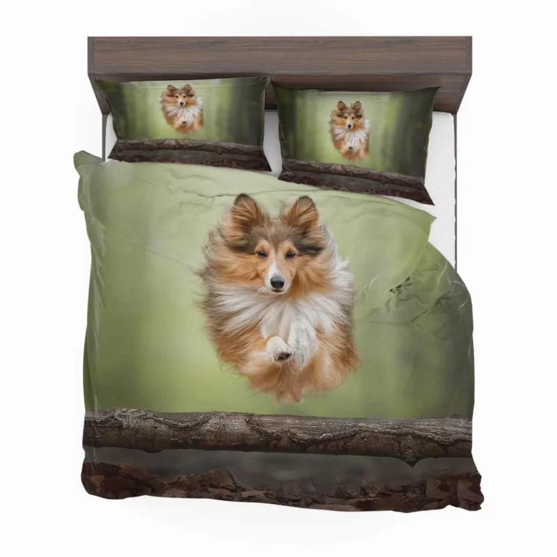 Pink Flower Bliss: Shetland Sheepdog Quartet Bedding Set 1