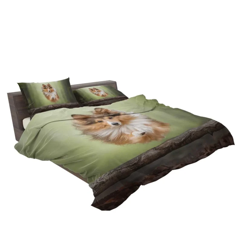 Pink Flower Bliss: Shetland Sheepdog Quartet Bedding Set 2