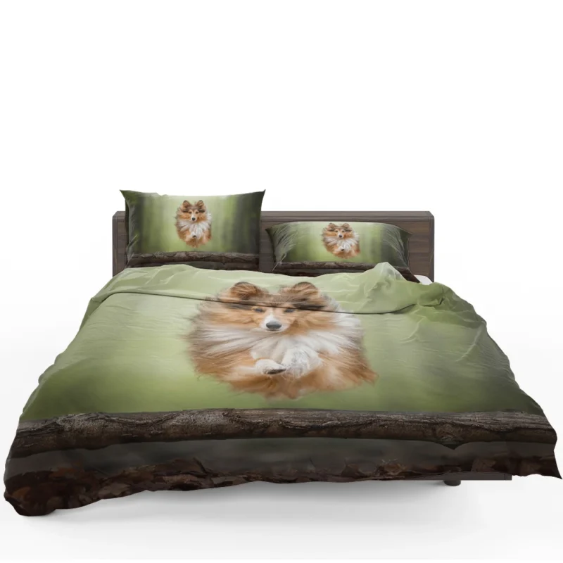 Pink Flower Bliss: Shetland Sheepdog Quartet Bedding Set