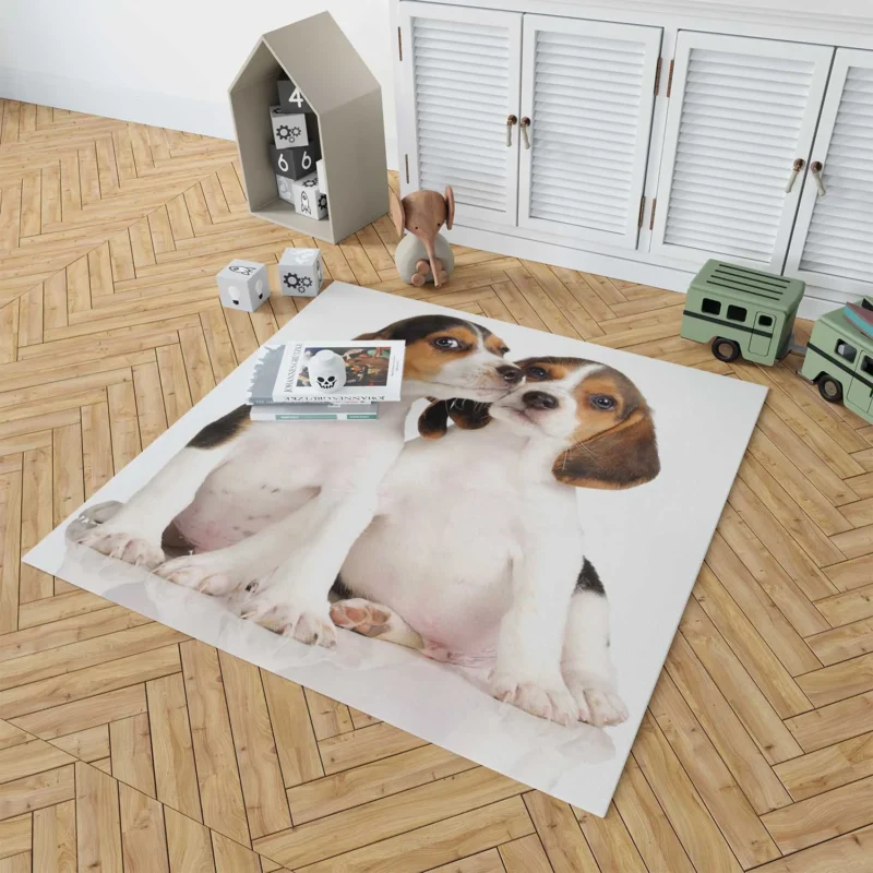 Playful Ba Pups: Beagle Puppies Floor Rug 1