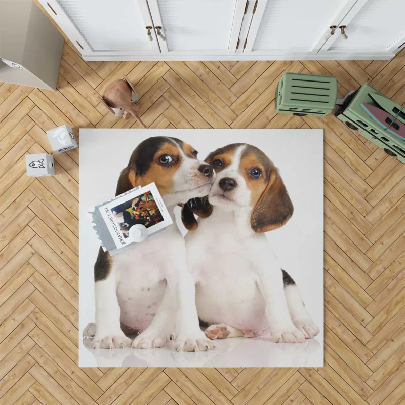 Playful Ba Pups: Beagle Puppies Floor Rug