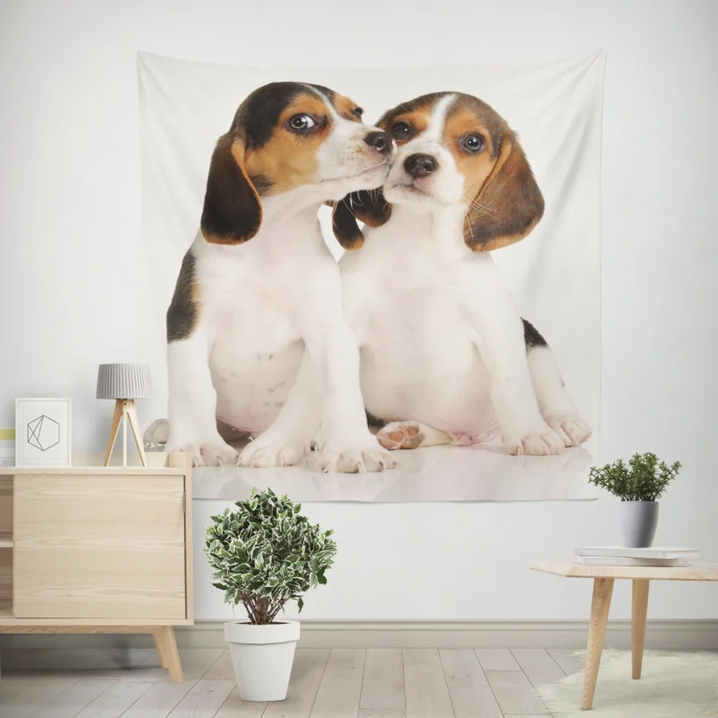 Playful Ba Pups  Beagle Puppies Wall Tapestry