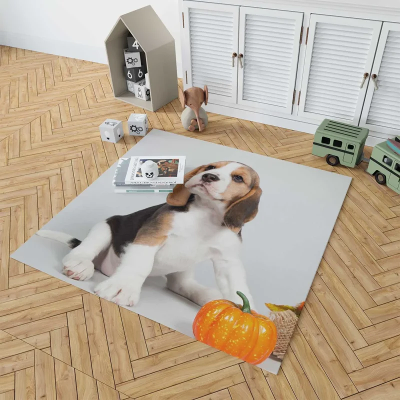 Playful Beagle Puppies: Beagle Floor Rug 1