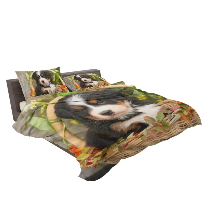 Playful Bernese Charm with Ba Pups: Bernese Mountain Dog Bedding Set 2