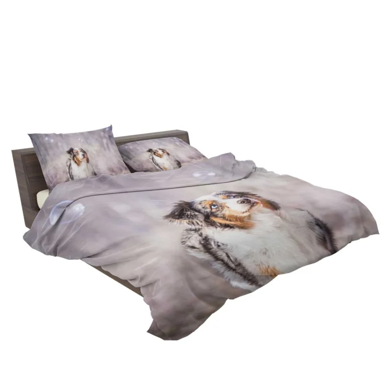 Playful Canine Bubbles: Australian Shepherd Bedding Set 2