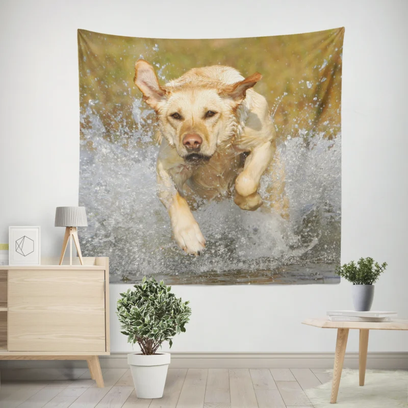 Playful Canine Puppies  Labrador Quartet Wall Tapestry