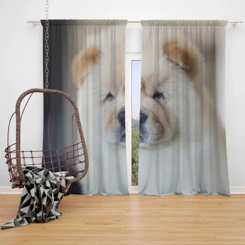 Playful Chow Chow Delight Window Curtain