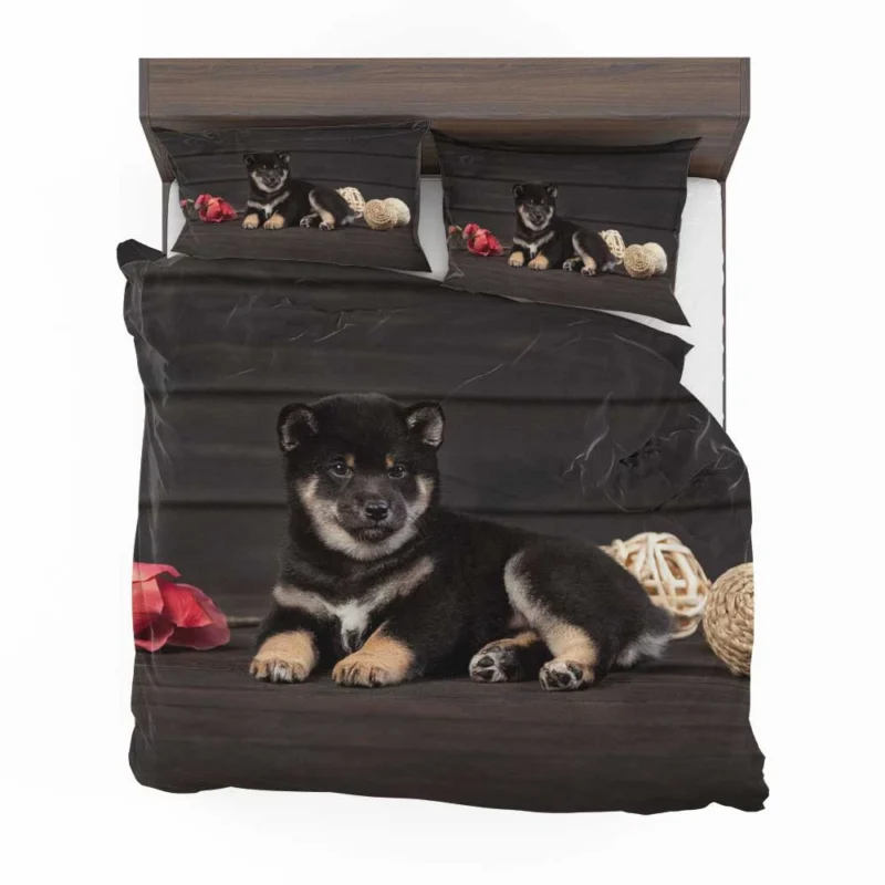 Playful Puppies in Harmony: Shiba Inu Quartet Bedding Set 1