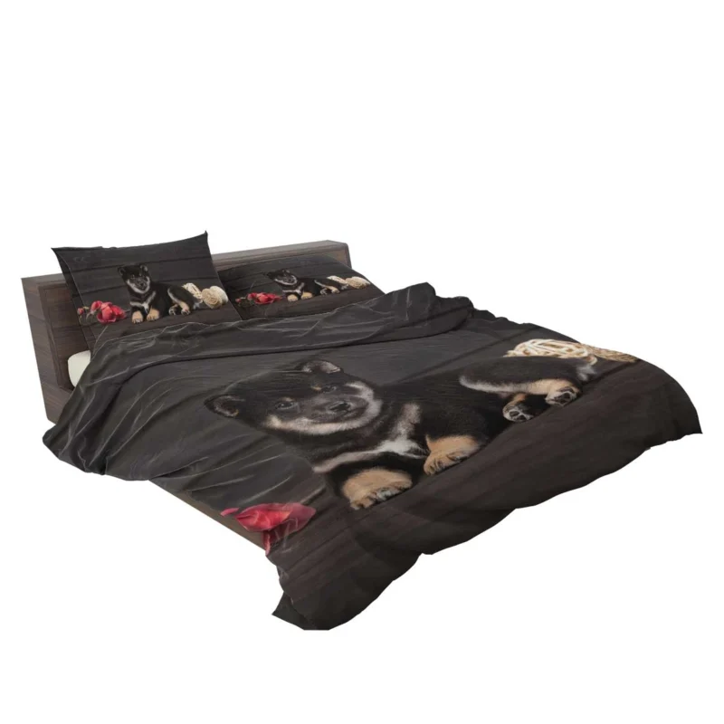 Playful Puppies in Harmony: Shiba Inu Quartet Bedding Set 2