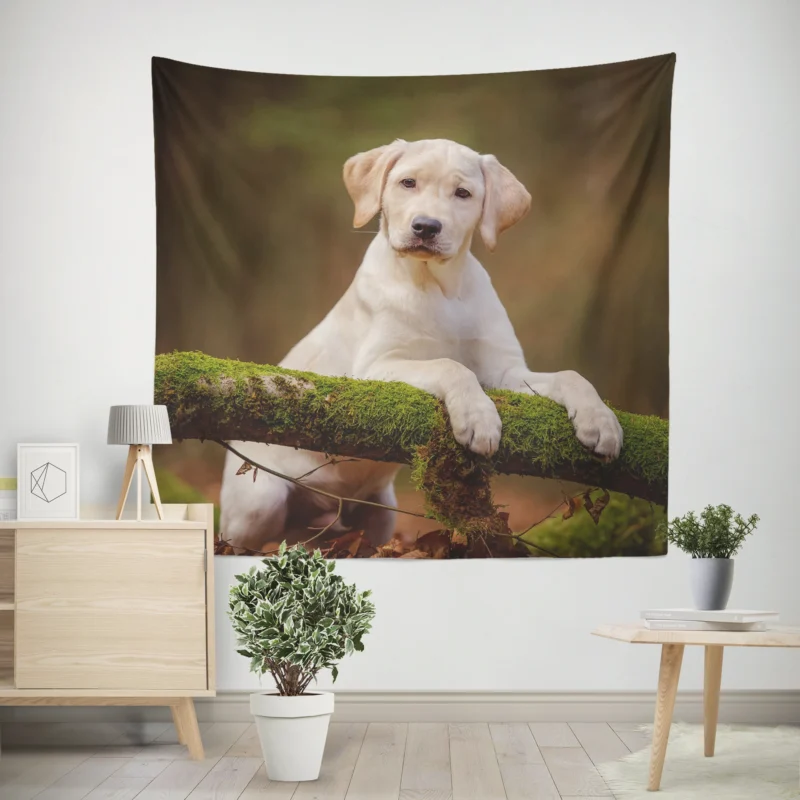 Playful Puppy Cuteness  Labrador Quartet Wall Tapestry