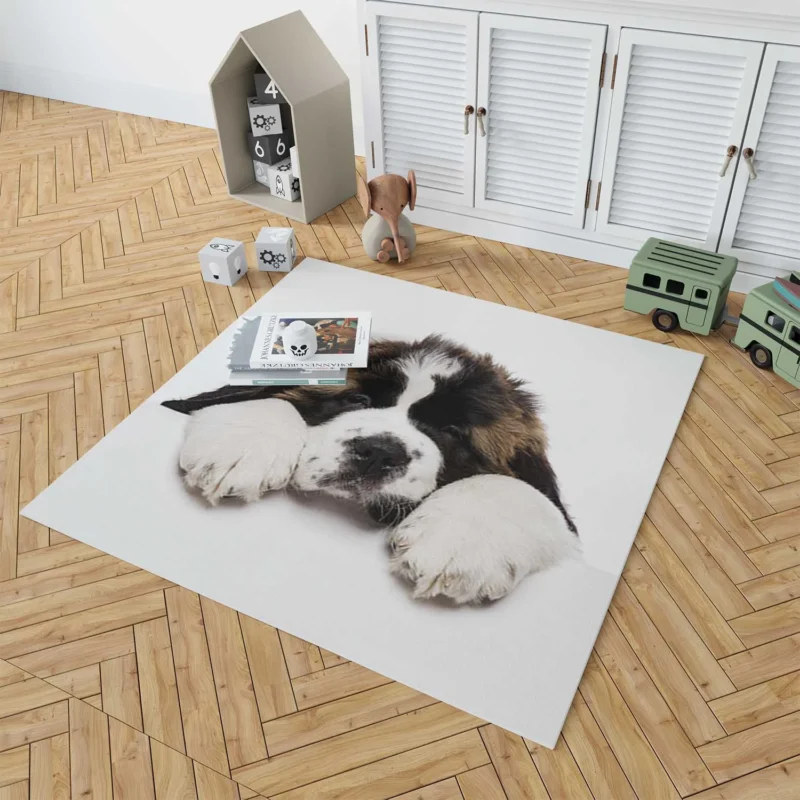 Playful Pups: Saint Bernard Quartet Floor Rug 1