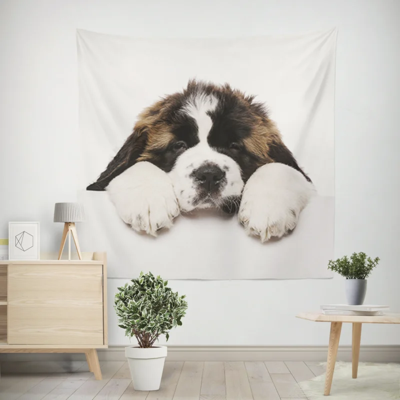 Playful Pups  Saint Bernard Quartet Wall Tapestry