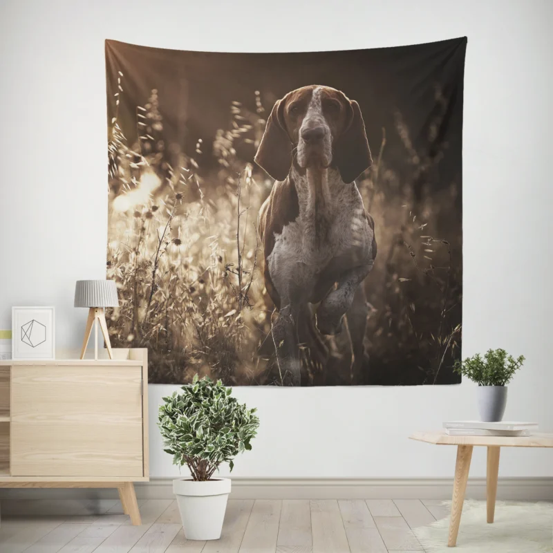 Pointer Pups Galore  Puppy Quartet Wall Tapestry