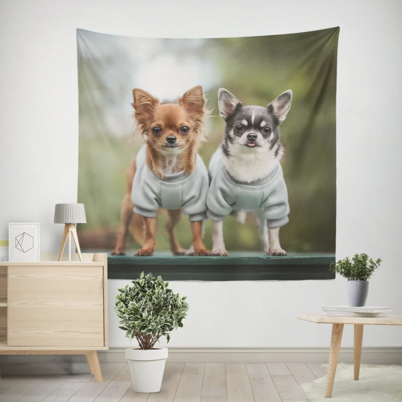 Precious Petite Paws  Chihuahua Quartet Wall Tapestry