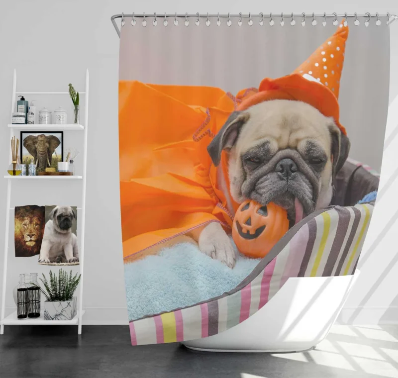 Pug Beauty: Canine Quartet Shower Curtain