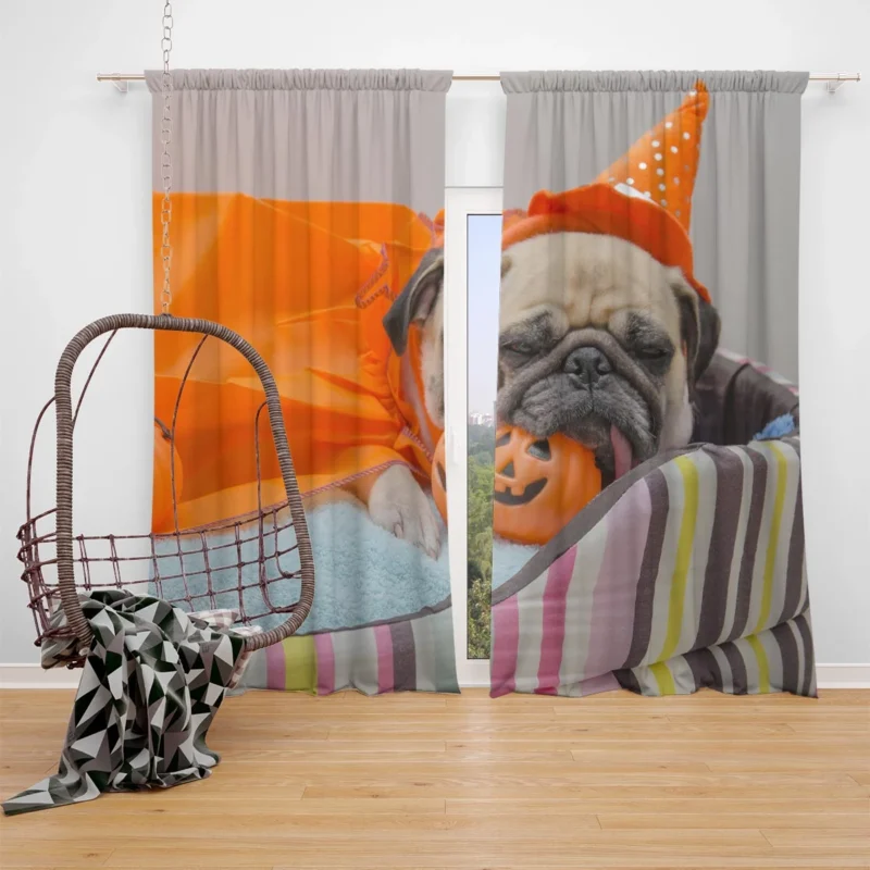 Pug Beauty: Canine Quartet Window Curtain