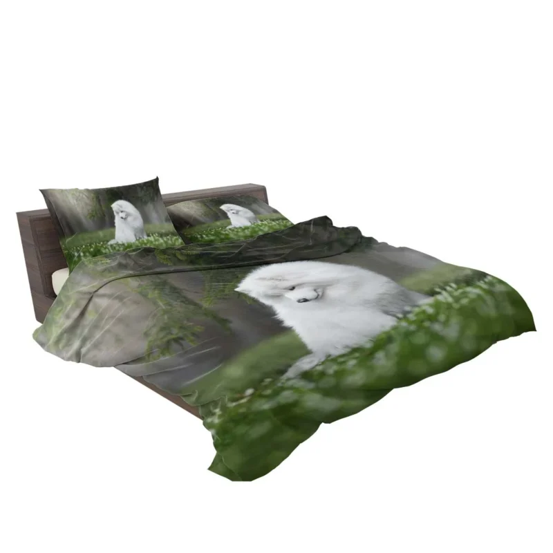 and Flowers: Samoyed Quartet Bedding Set