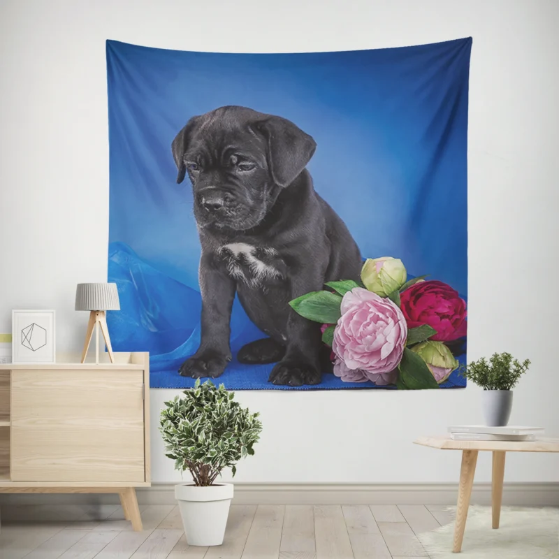 Puppies and Playful Baubles  Cane Corso Quartet Wall Tapestry