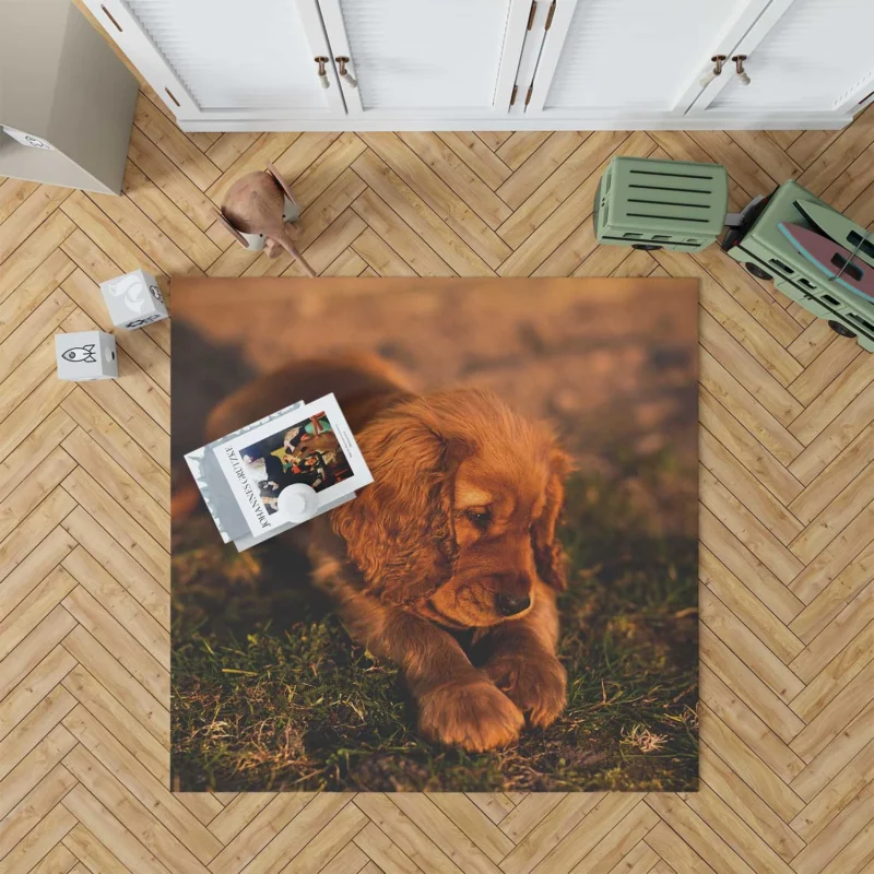 Puppies in a Bauble: Cocker Spaniel Quartet Floor Rug