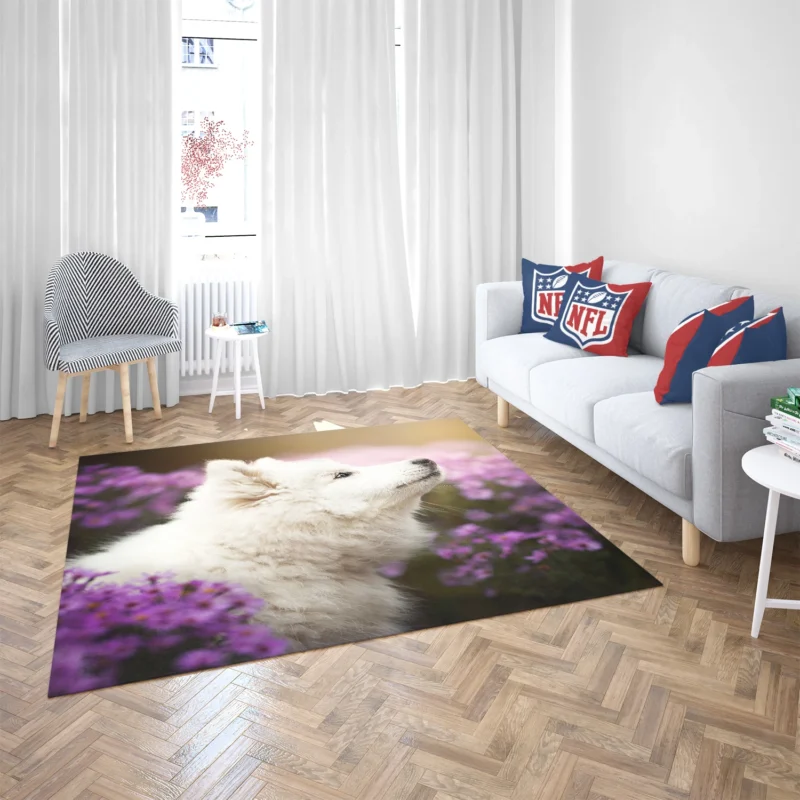 Flowers: Samoyed Quartet Floor Rug