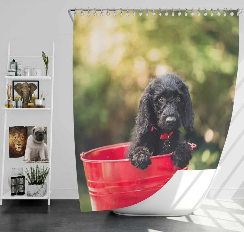 Puppy Bauble with Cocker Spaniels and Bokeh Shower Curtain