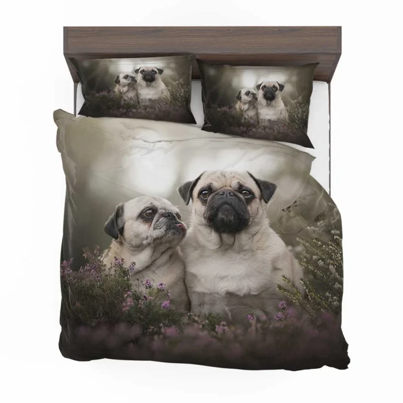 Puppy Muzzle and Bauble: Pug Quartet Bedding Set 1