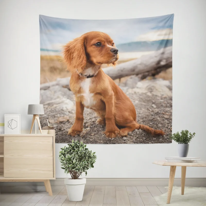 Pure Cuteness  Adorable Little Spaniel Puppy Wall Tapestry