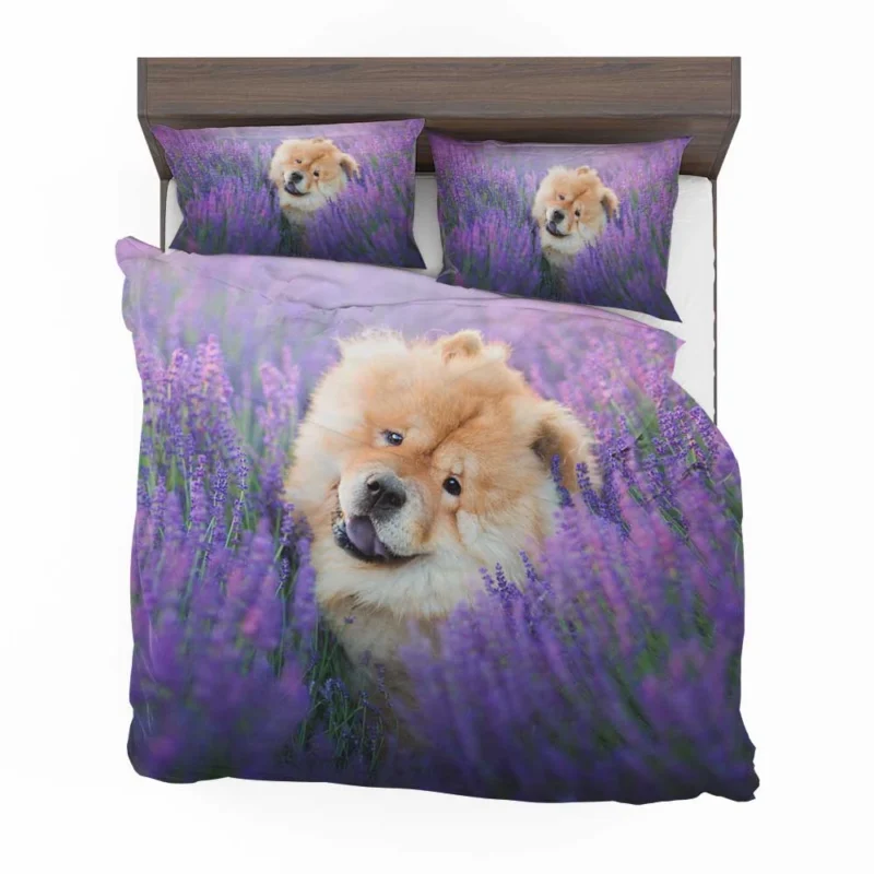 Purple Floral Elegance with Chow Chows Bedding Set 1