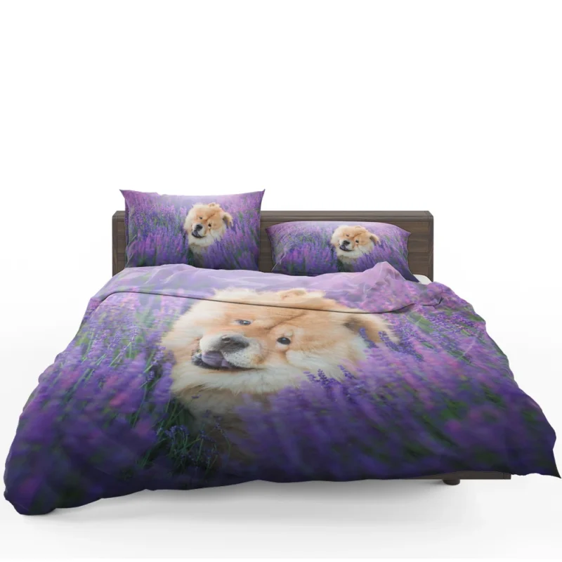 Purple Floral Elegance with Chow Chows Bedding Set